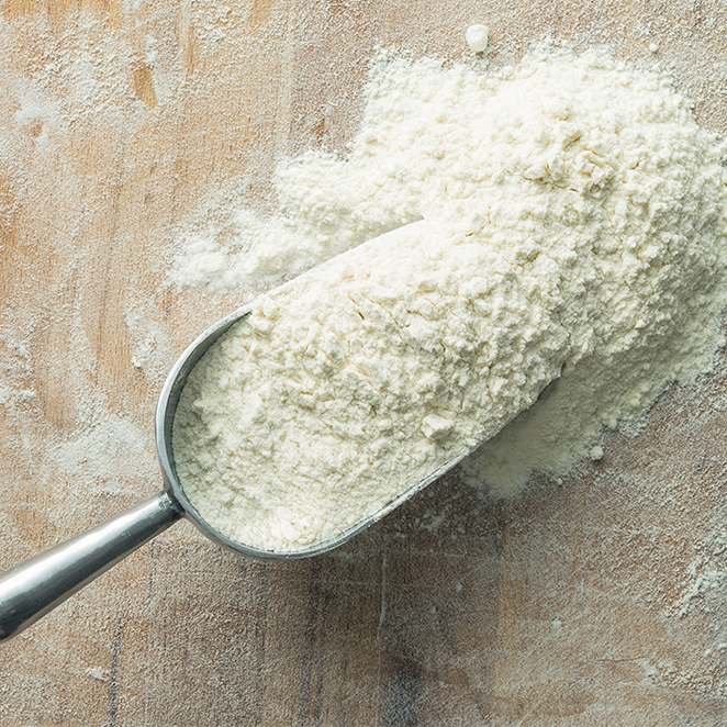 flour in a scoop
